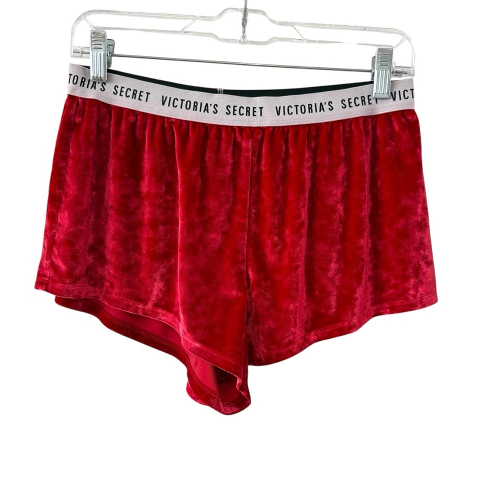 Victoria’s Secret Red Crushed Velvet Lounge Pajama Shorts Size Medium